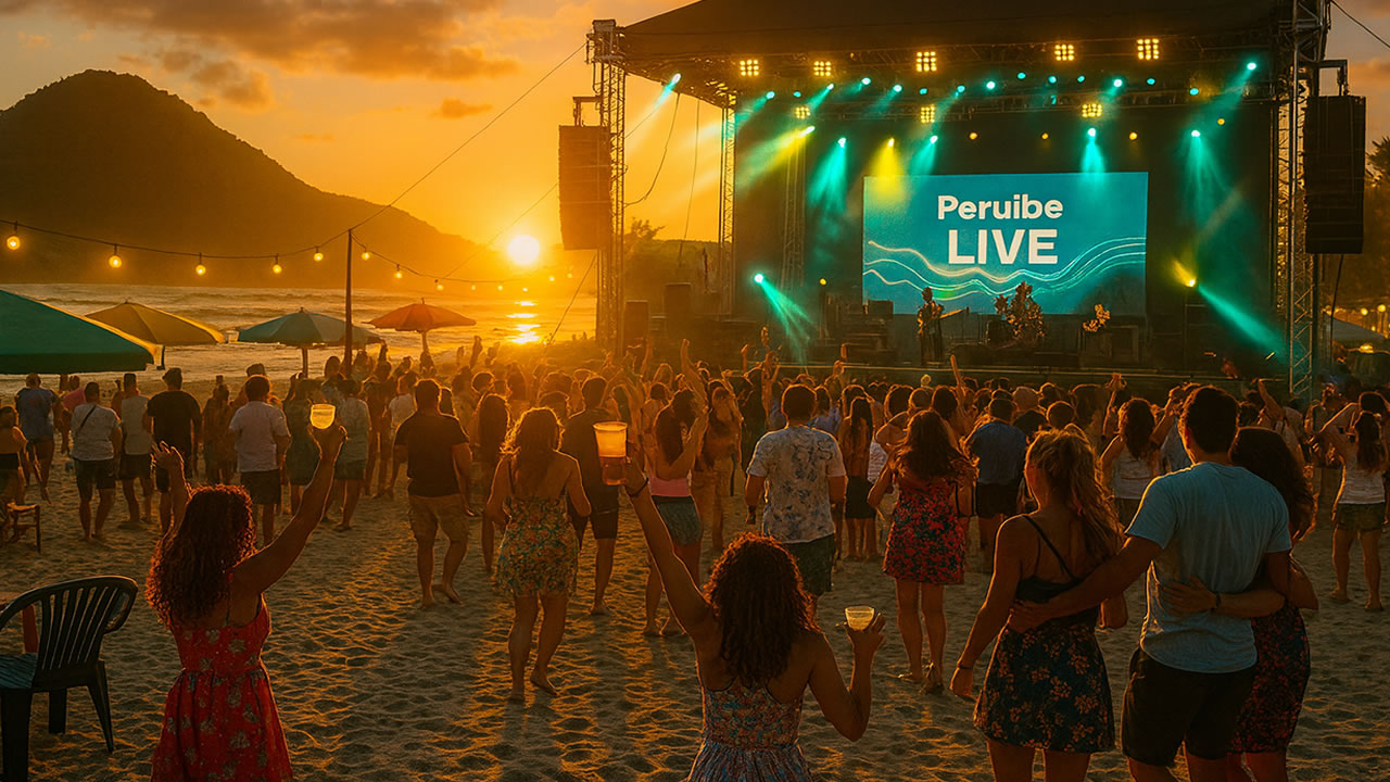 Praia de Peruíbe ao pôr do sol